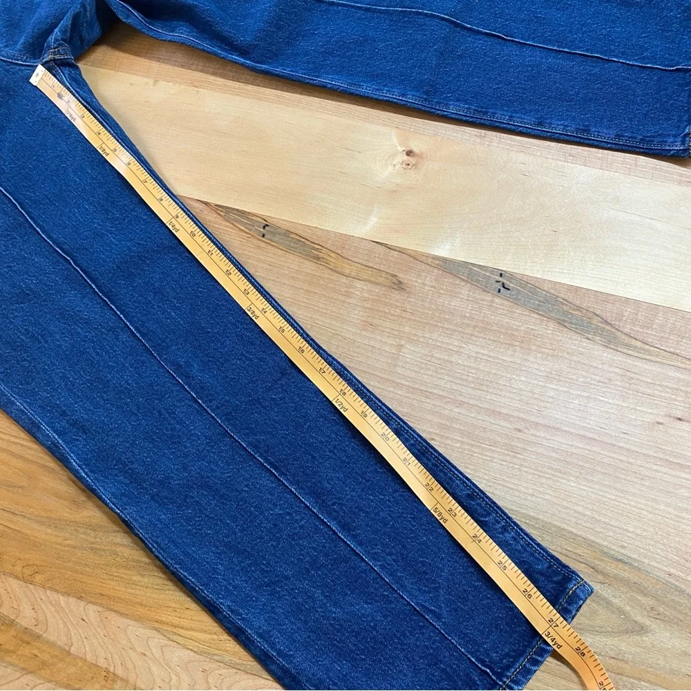 LOFT Pintucked High Rise Straight Jeans in Refined Dark Indigo Wash - Picture 3 of 11